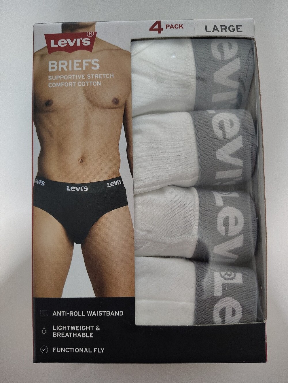 Levi's White and Gray Men's Briefs - 4 Pack - Size L